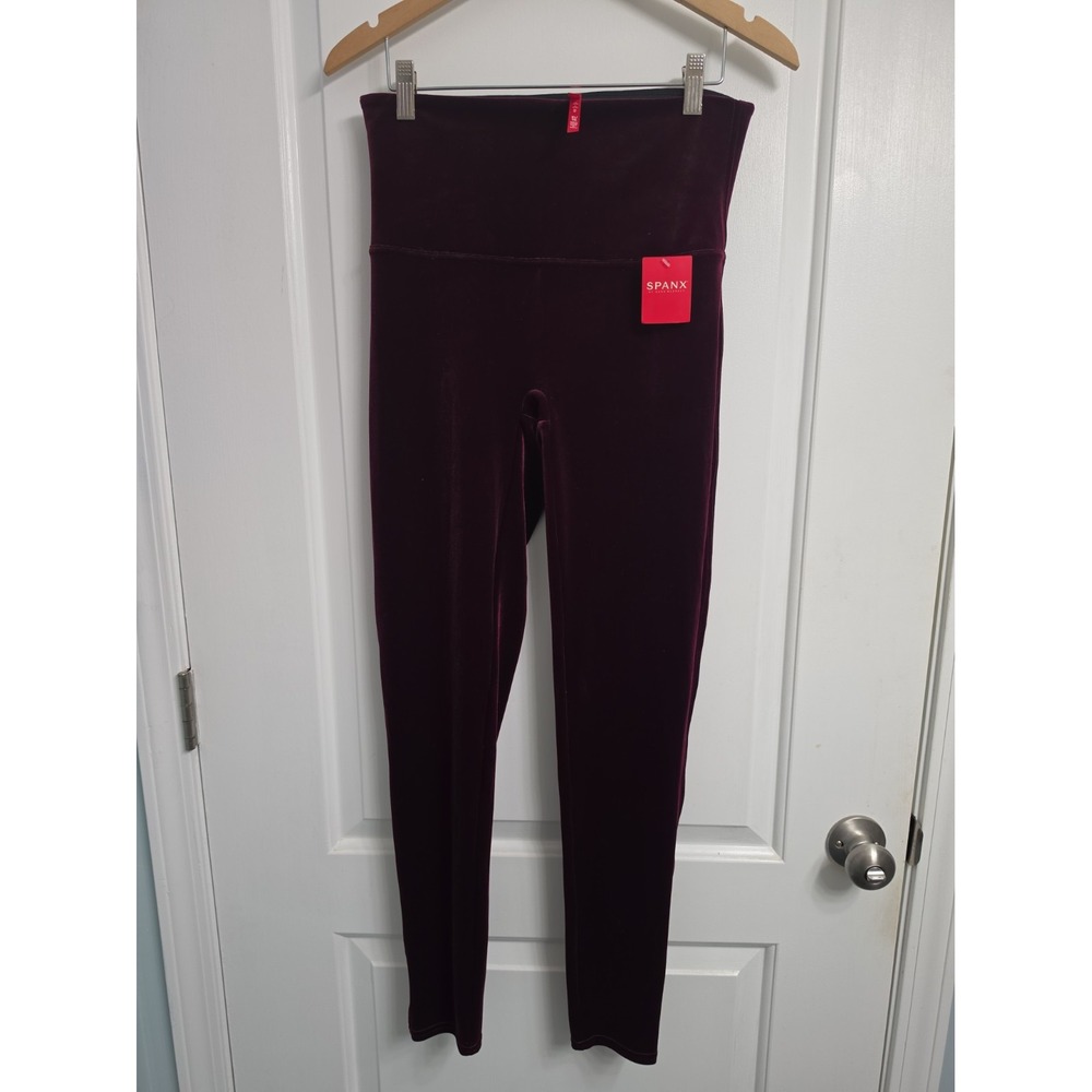 Spanx Women's Maroon Red High Rise Velvet Leggings Plus Size XL/TG